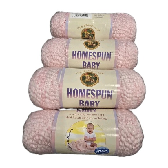 lion brand Other - Lion Brand LOT OF 4 Homespun Baby Yarn #101 Pink Carnation